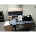 Grey w Blonde C / U Suite Desk w Bullet Top, Overhead